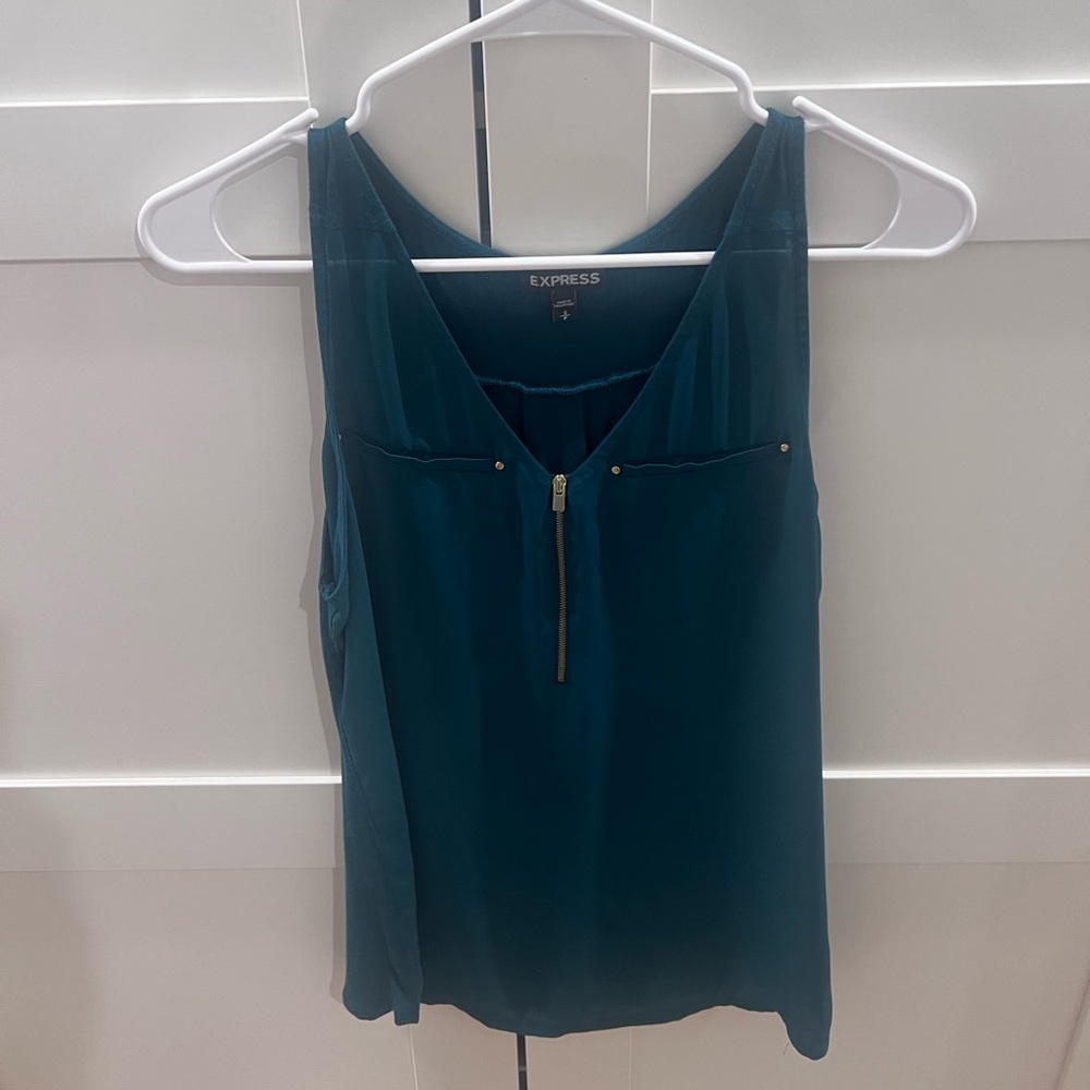 Express Hudson Deep V-Neck Tank Top Green Size Small